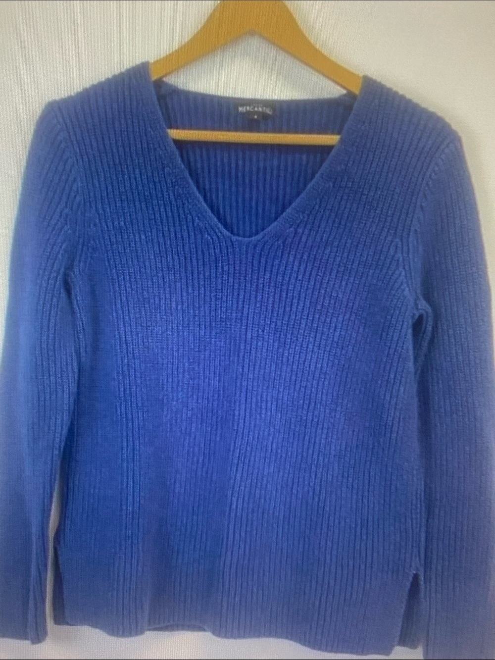 J. Crew Vibrant Cobalt V-Neck Ribbed Sweater